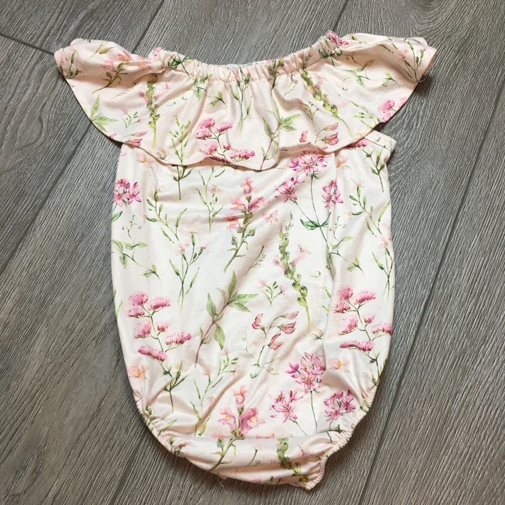 Bailey's Blossom Ruffle Off the Shoulder Floral Pink Sizes 4t Girls Bodysuit